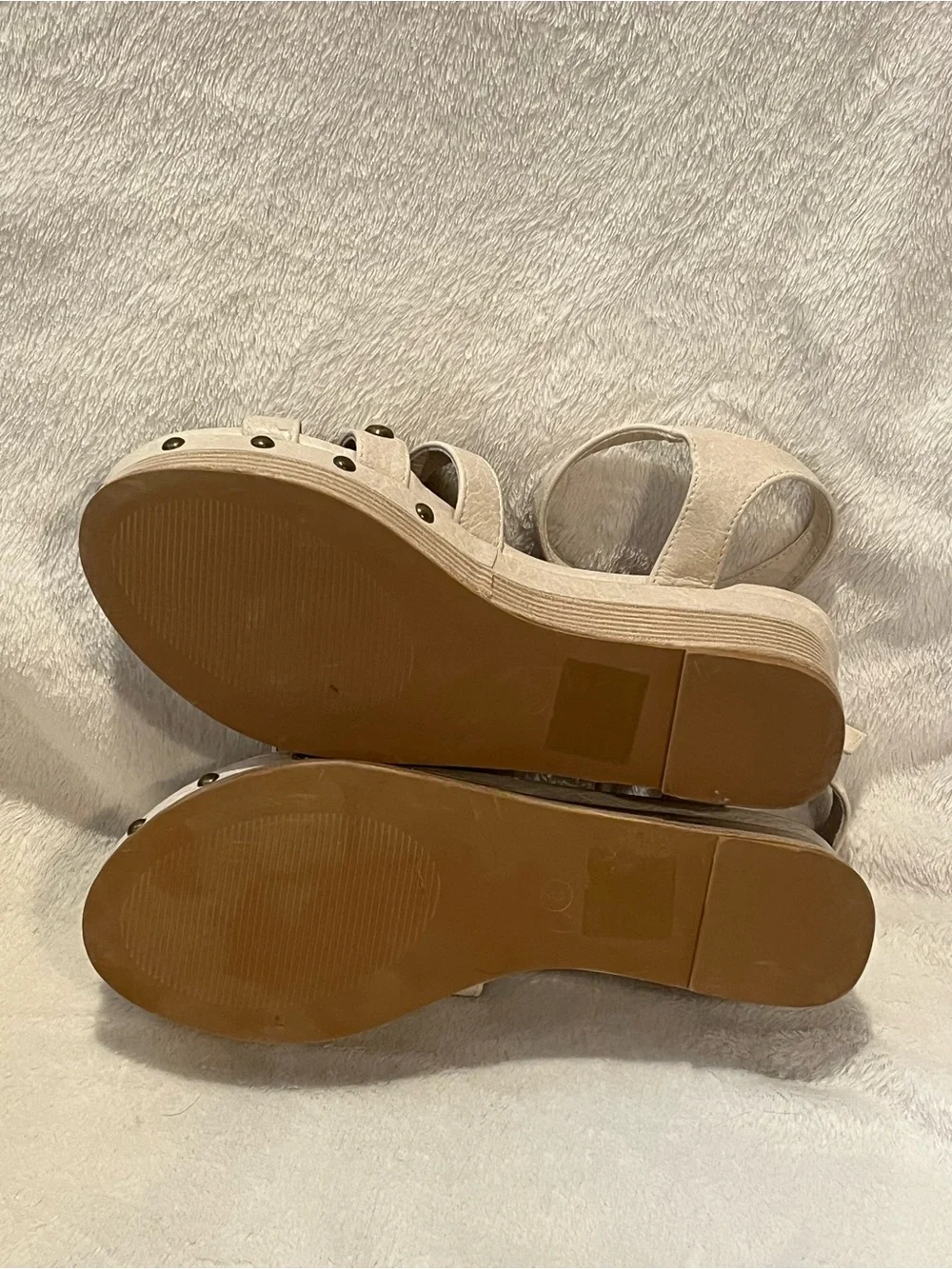 Wedge Platform Ankle Strap Sandals in Off-White Size 8 Never Worn